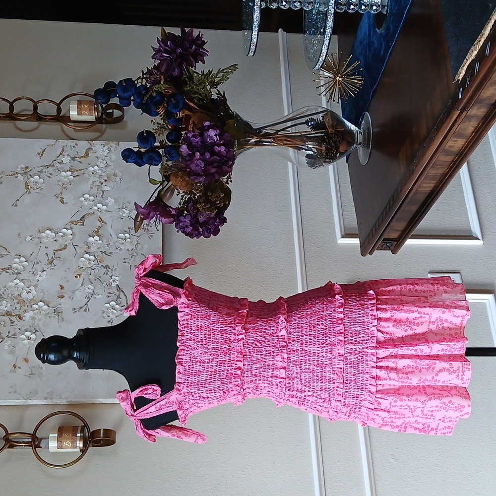 Pink Floral Ruffle Mini Dress. Size XS - Picture 13 of 17